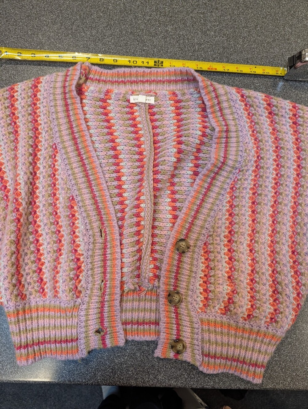 Blu Pepper Multicolor Slightly Knit Sweater - Lavender, Pink, Orange, Cream
